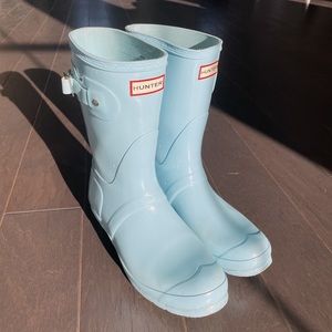 Powder Blue Hunter Boots, Size 10